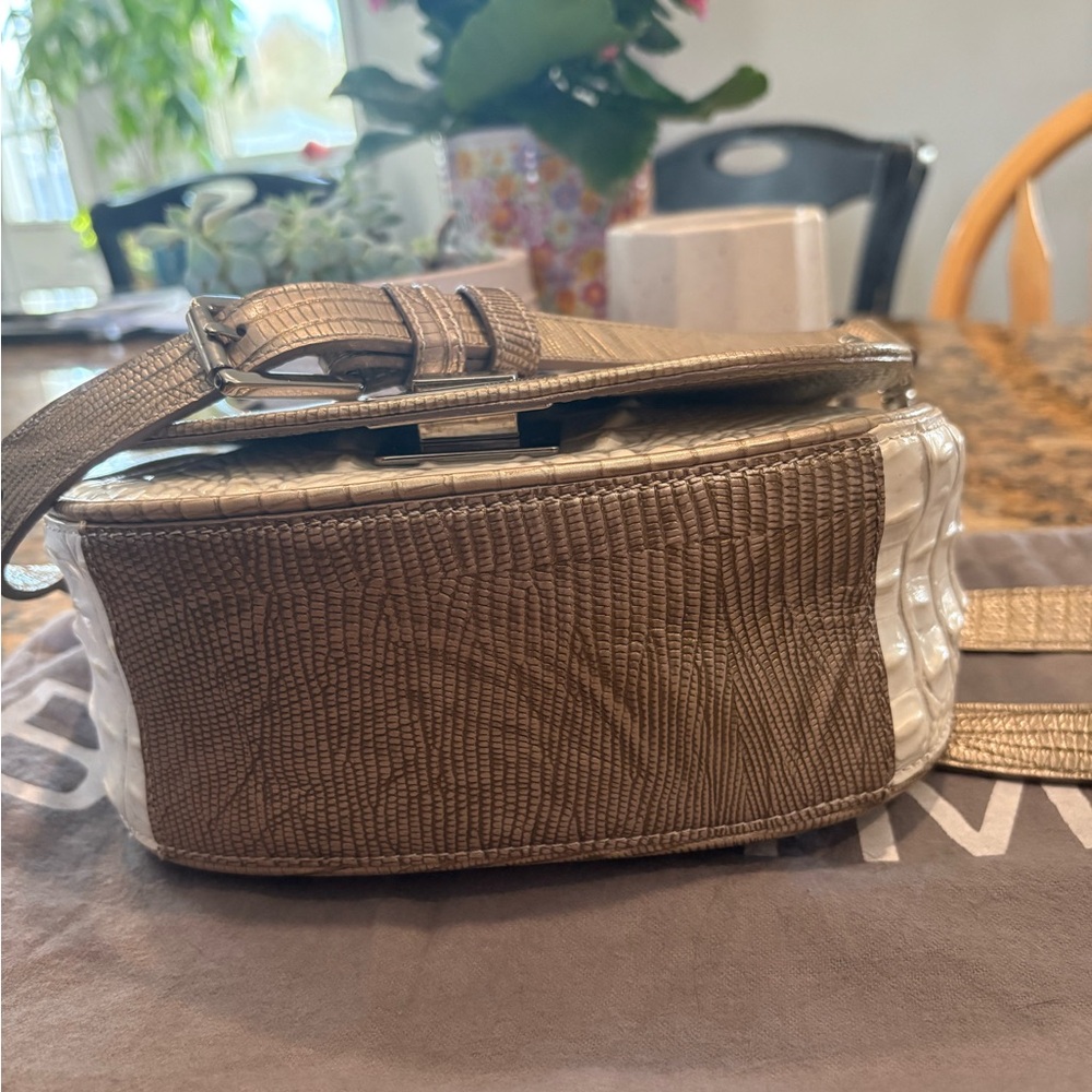 Brahmin Cream Crossbody Bag with gromet Detailing - Picture 10 of 12